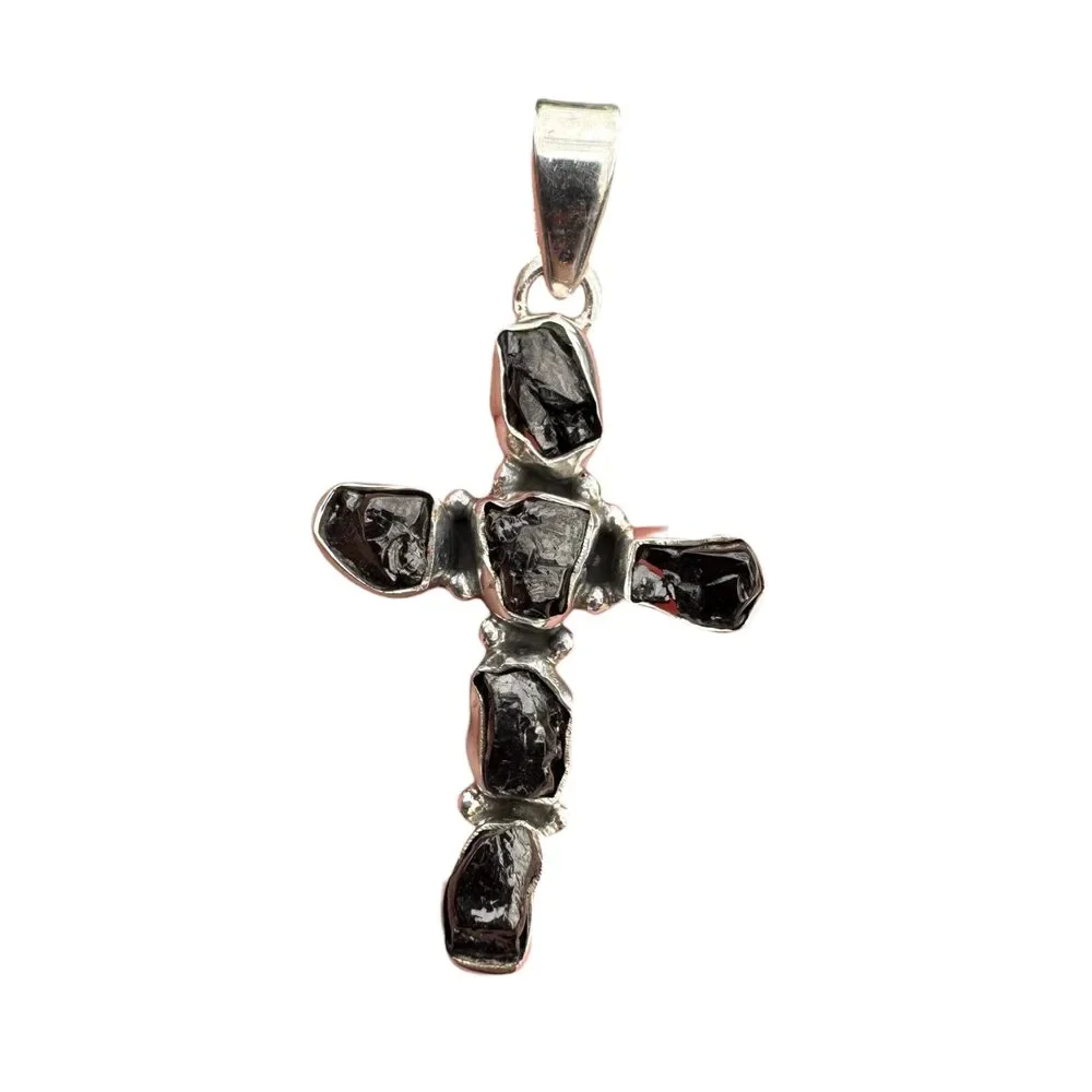 Cross Shungite Solid 925 Sterling Silver Pendant - Picture 5 of 5